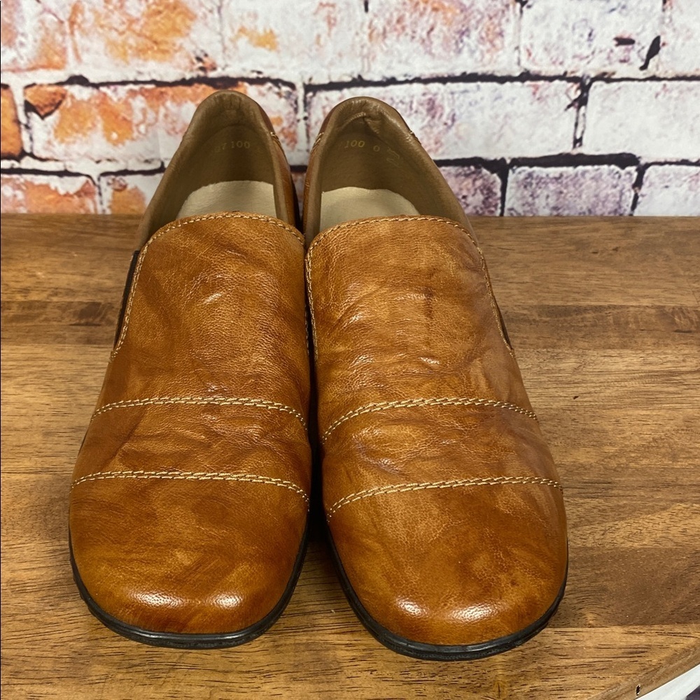 Rieker Distressed Tan Brown Leather Slip-On Classic Loafers Sz EU 38 - Picture 8 of 16